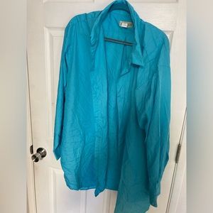 men’s teal blue button up shirt haband  size 20XL used as shown